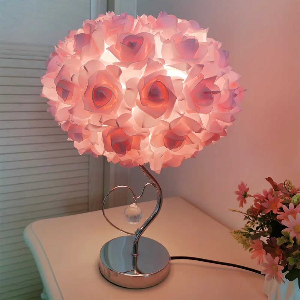 Rose Crystal Heart Lamp