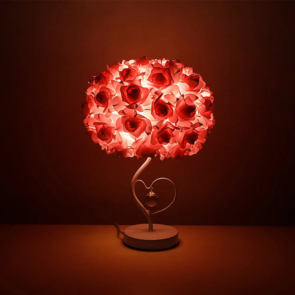 Rose Crystal Heart Lamp